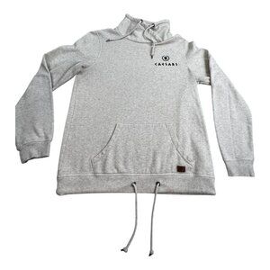 Caesars Pullover Sweatshirt Men's L Gray Fleece Lined Logo Graphic Cotton Blend